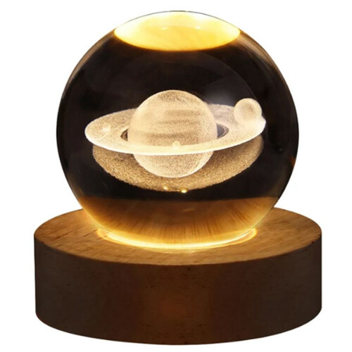 Valentines Day Gift  Crystal  Lamp 3D Planet Moon Lamp USB LED Night Light,A