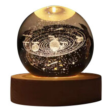 Valentines Day Gift Crystal Lamp 3D Planet Moon Lamp USB LED Night Light,E
