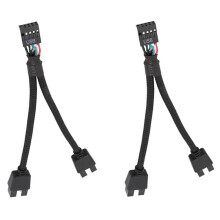 2 Piezas Placa Base de Computadora USB 2.0 de 9 Pines A Doble Cable de Extensión de 9 Pines y Divisor de Audio HD Cable de Extensión Negro