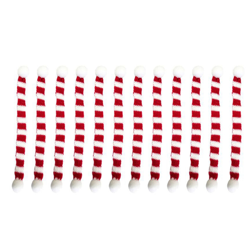 Tauoh Red/White 12Pcs And Christmas Scarf Christmas Stripes Wine Bottle Knit Scarf Doll Xmas Party Decoration Cover