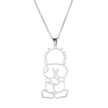Stålfärg Palestine Boy'S Back Halsband Hänge Halsband Lyxigt Trend Smycken Present för Kvinnor Män