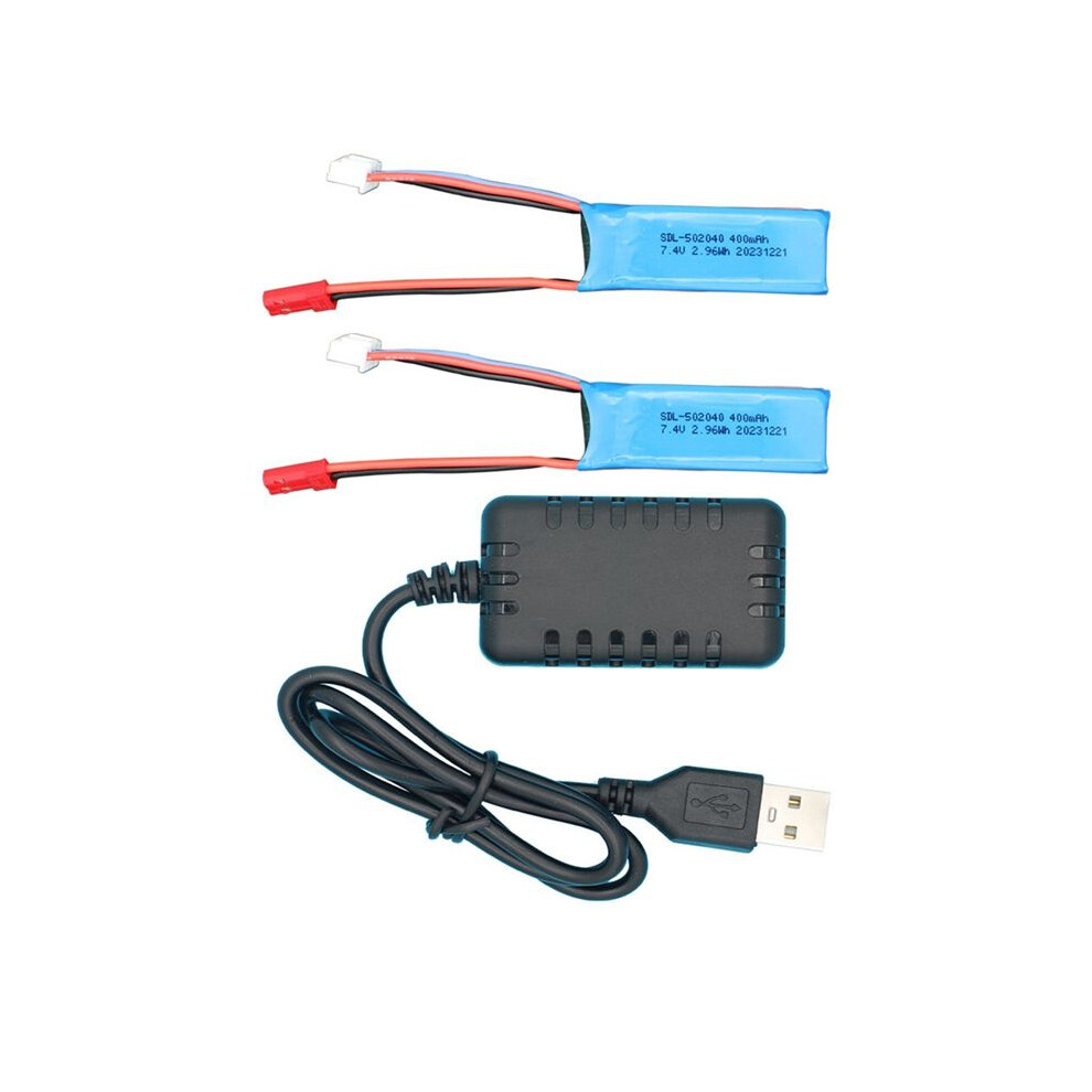 2Pcs 7.4V 400Mah Battery With Usb Cable For K969,K989,284161,284131,284010 Rc Car Upgrade Parts 4711242182282