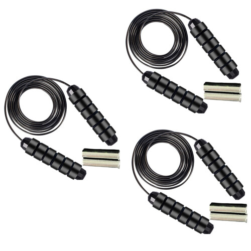 Weighted Skipping Rope, Suitable for Aerobic Exercise, Speed Training, Extreme Jumping Endurance Training Black