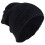 Uomini Slouchy Long Beanie Knit Cap Per Summer Winter Oversize Nero 1