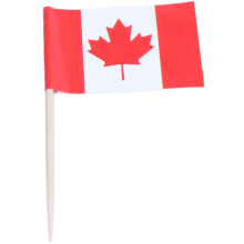 Lot of 50 Pcs  Wooden Toothpick with Flag for Decor of Party Fruit Pastry - Canada