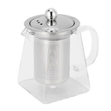 Verdikte Glazen Theepot Hittebestendige Bloem Thee Pot Bubble Thee Pot Rvs Filter Theepot Vierkante Pot Set 350 Ml