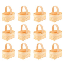 12Pcs Wood Chip  Baskets Manual Woven Baskets Ornaments Candy Storage Box