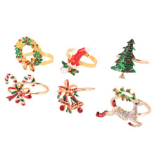 Weihnachten Servietten Ringe SäTze Von 6 StüCke, Gold Servietten Ring Halter Metall Esstische Ringe für Weihnachts Hochzeiten Bankett