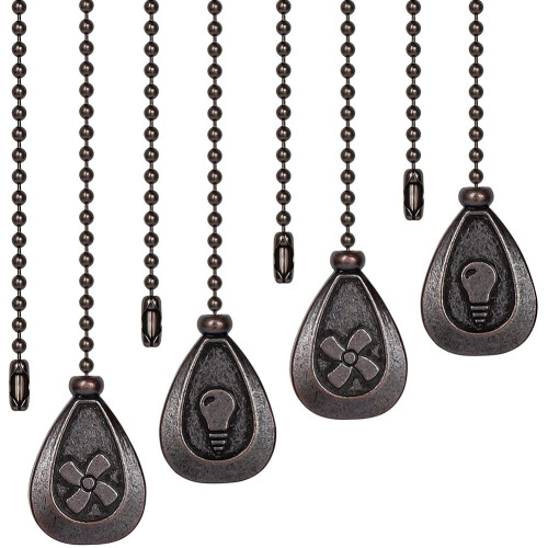 Ceiling Fan Pull Chains,4Pcs Bronze Extension Fan, Lamp Pull Chain Decorative Extender Ornament Fan Chain Connector 1