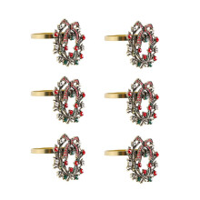 6Pcs Christmas Wreath Napkin Rings Metal Napkin Buckle Napkin Holder Napkin Circle Hotel Restaurant Wedding Party Dinner Table Decoration