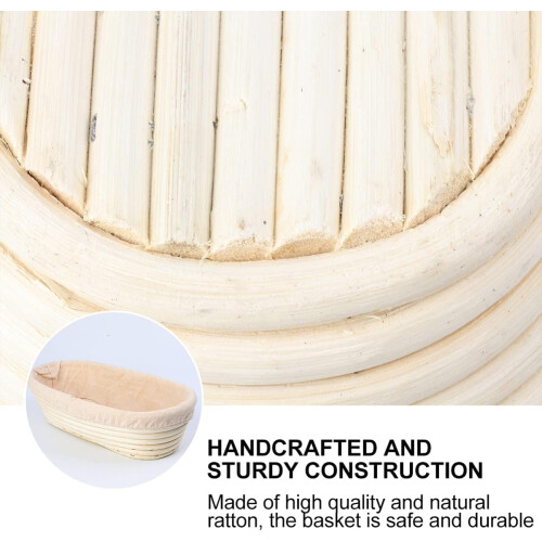 Rectangular Natural Rattan Bread Proofing Basket with Removable Liner for Artisan Sourdough 2