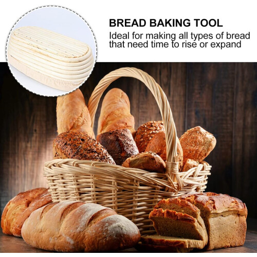 Rectangular Natural Rattan Bread Proofing Basket with Removable Liner for Artisan Sourdough 1