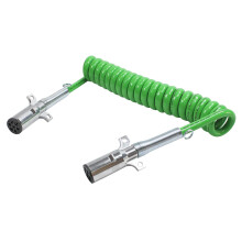 15 Ft 7 Way Coiled ABS Trailer Power Cable with Zinc DieCast Plugs and WeatherResistant Jacket