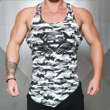 (Grey Camo,L)Chaleco Hombre Culturismo Delgado Exterior Secado Rápido Deporte Absorbente Sudor Transpirable