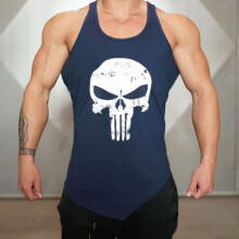 (Navy,2XL)Camicia senza maniche canotta allenamento muscoli larghi canotta sportiva poliestere abbigliamento sportivo