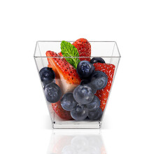 25er-Pack 58C Dessertbecher - Klare quadratische Plastikbecher für Mousse, Pudding und mehr