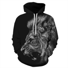 (Style D,XL)Fashion Men Women 3d Lion Graphic Print Hoodie Sweatshirt Pullover Coat Top