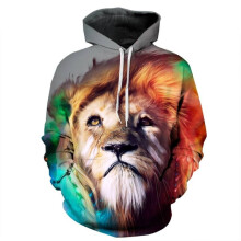 (Style E,L)Fashion Men Women 3d Lion Graphic Print Hoodie Sweatshirt Pullover Coat Top