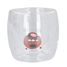 Niedlicher, bärenförmiger doppelwandiger Glasbecher, 250 ml
