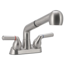 Utility Sink Faucet with 28' PullOut Sprayer, ABS Laundry Tub, 360 Swivel, Brushed Nickel