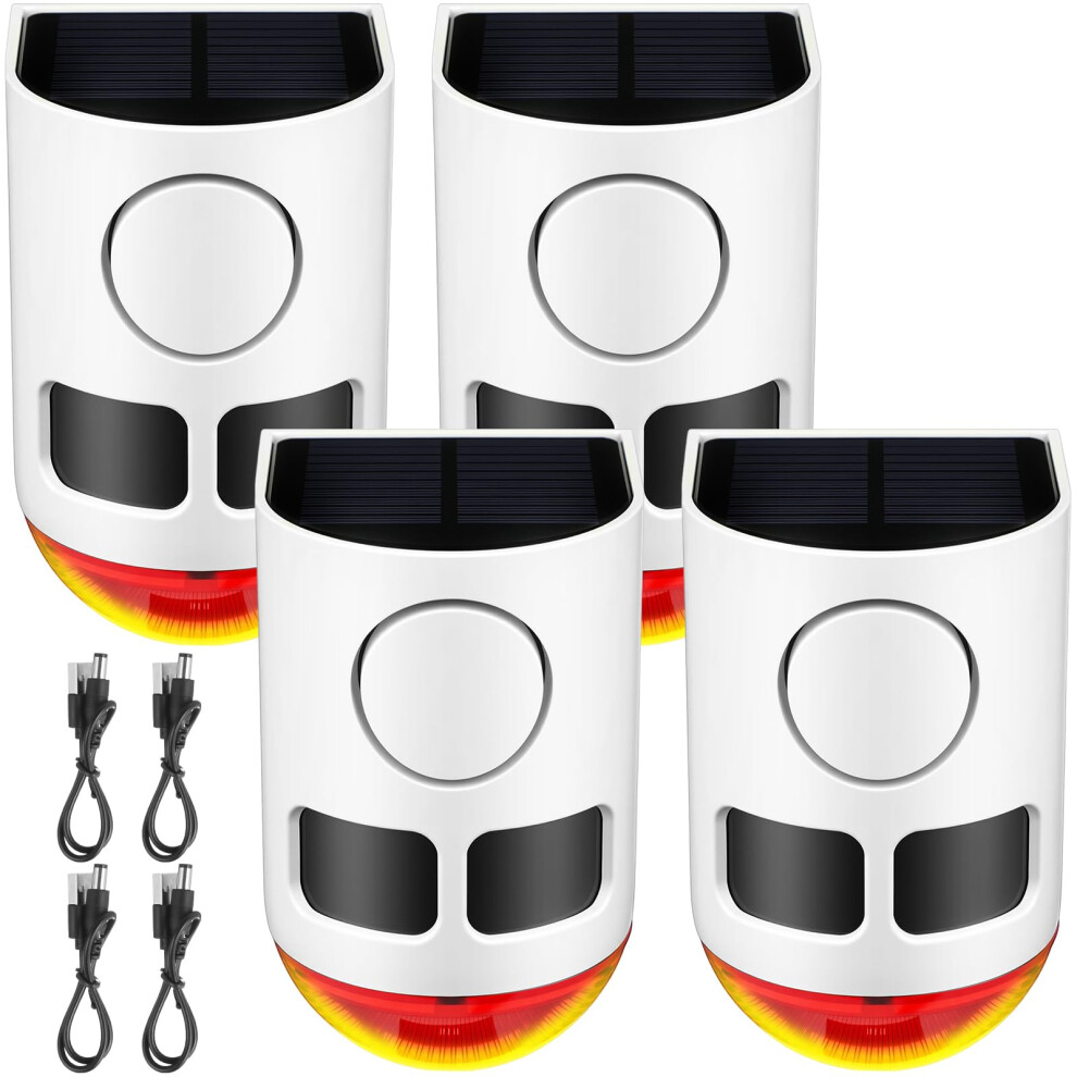 4 Pack Solar Motion Sensor Alarm With Strobe Light, Outdoor Animal Repellent For Farm And Yard 9771547200758