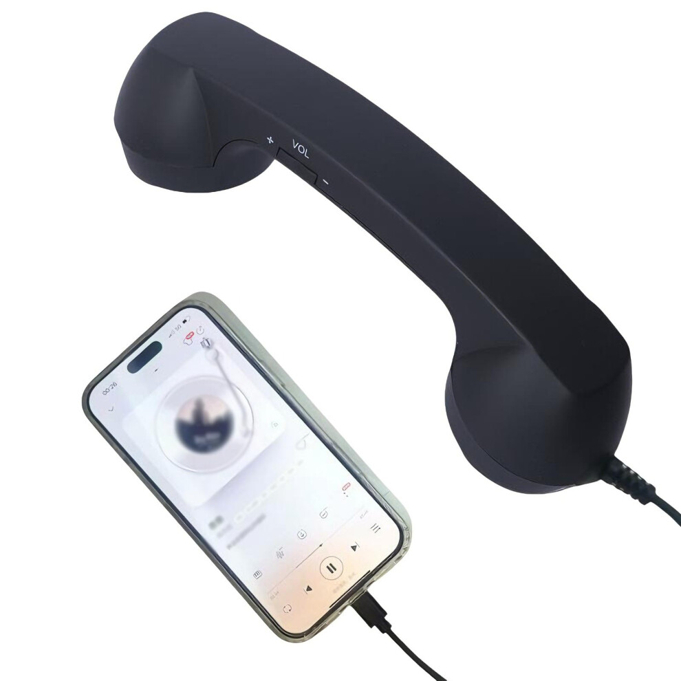 Retro Typec Phone Handset With Call Controls, Wired Vintage Receiver For Iphone And Android (Black) Black 9771547200765