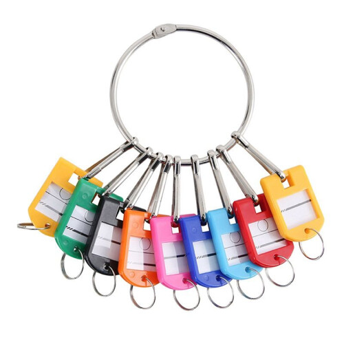 Portable Metal  Key Organizer with 10 Spring Hooks & Key Tags with  and Label Window 1