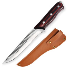 Meat Cleaver and Boning Knife with UltraSharp Forged Blade, Ergonomic Wooden Handle, Style 2 with Cover