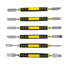 6Piece Metal Pry Bar Set, 6 Inch Durable Carbon Steel Crowbar Tools with NonSlip Grip for Electronics