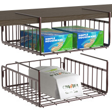 Under Shelf Organizer Bronze 2 Pack, SpaceSaving Under Cabinet Storage Rack for Kitchen and Pantry