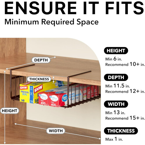 Under Shelf Organizer Bronze 2 Pack, SpaceSaving Under Cabinet Storage Rack for Kitchen and Pantry 1