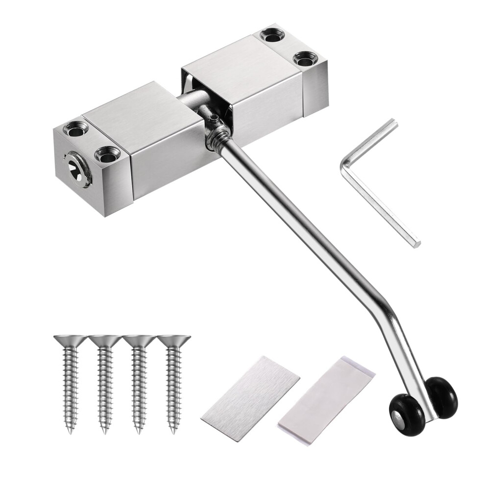Silver Square 30Kg Automatic Door Closer Â Quiet Selfclosing, Adjustable Speed For Storm, Screen And Wood Doors 9169991222349