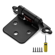 2 Pack Matte Black SelfClosing Half Overlay Kitchen Cabinet Door Hinges with Screws