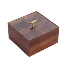 Wood Dry Fruit Storage Box with Lid, Charcoal Finish Wooden Candy Organizer, MultiGrid Design