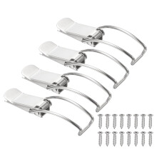 4 Pcs Stainless Steel Spring Loaded Toggle Latch Clamp with Screws, Heavy Duty Secure Lock for Cabinet Doors and Chests