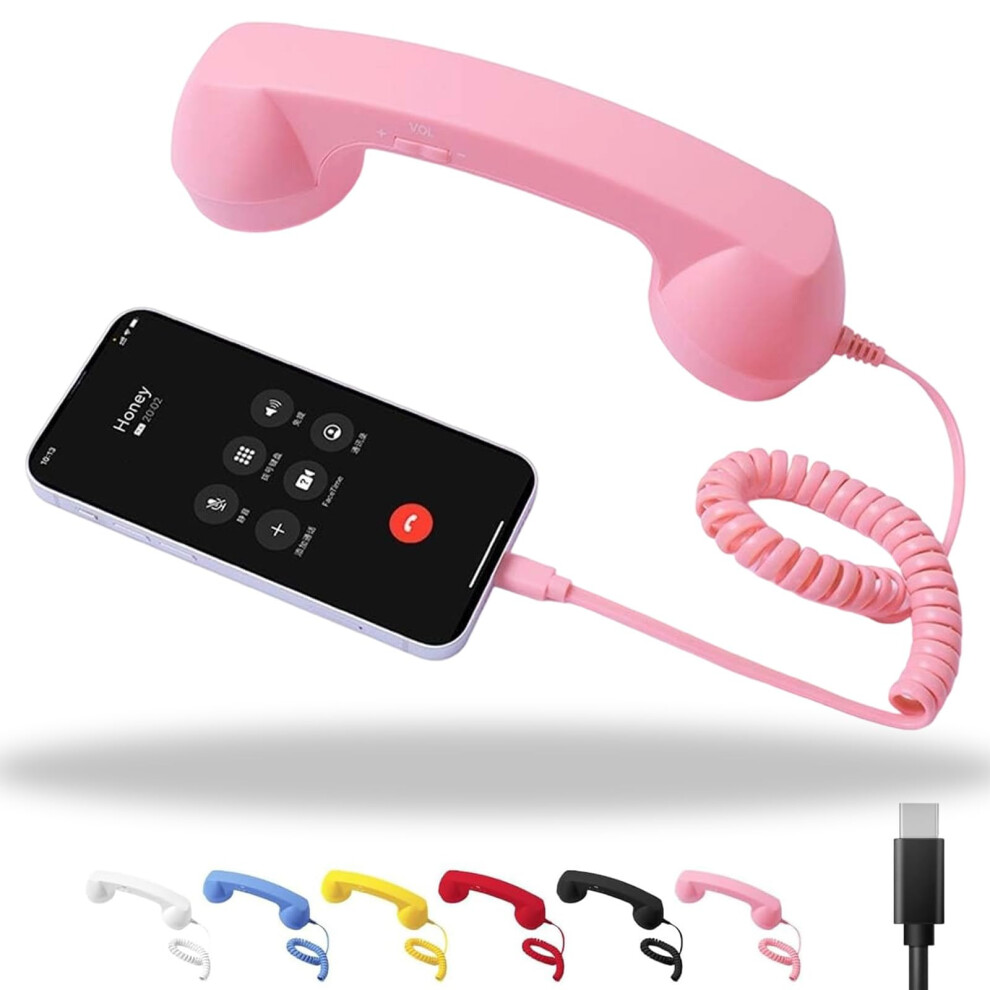 Retro Phone Handset Typec Vintage Style Receiver With Clear Audio And Radiation Reduction Pink 9771547201281