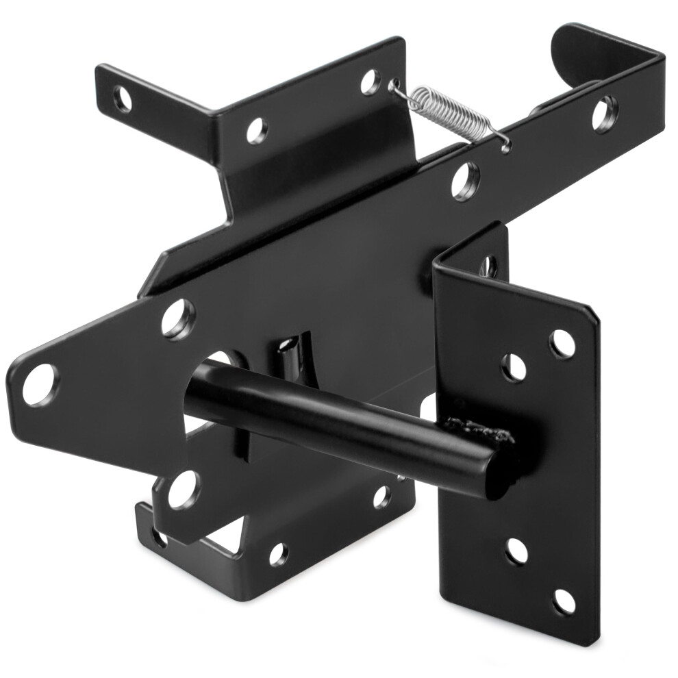 Heavy Duty Gate Latch With Selflocking Fence Gate Lock, Black Powder Coated Steel, Padlockable 9771547201649