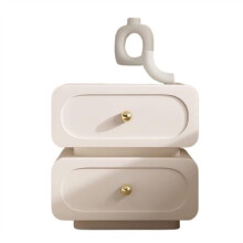 White Nightstand with 2 Drawers, Modern Bedside Table for Bedroom Storage, 17.7x15.7x19.7in