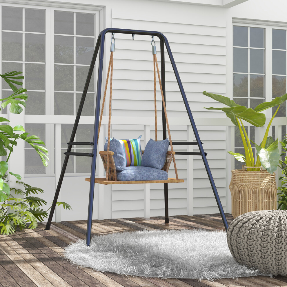 Outsunny Hammock Chair Stand Metal Frame Hammock Stand Only, Black