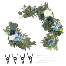 Set de 2 ghirlande de mătase artificială cu flori, bază flexibilă, reutilizabilă, pentru nuntă, decorațiuni florale artificiale, pentru