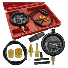 Fuel Pressure and Vacuum Tester with Large Clear Gauge, Universal Automotive Diagnostic Kit for Car and Truck