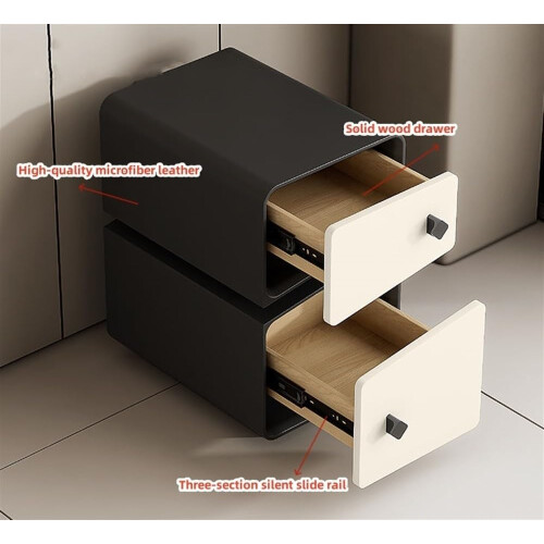 White Solid Wood Nightstand with 2 Drawers, Compact Bedside Table for Small Spaces Bedroom 1