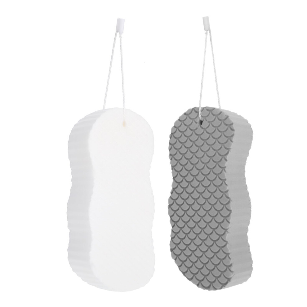2pcs Bath Sponge Soft Exfoliating Shower Towel for Gentle Skin and Newborn Bath in White and Gray