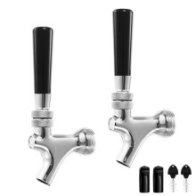 2Pcs Chrome Plated Brass Beer Faucet with Stainless Steel Core, LeakProof Kegerator Tap for Homebrew