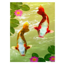 Kit de Pintura de Diamante FaçA Você Mesmo Bordado de Diamante Strass DecoraçãO de Casa Peixe e Flor