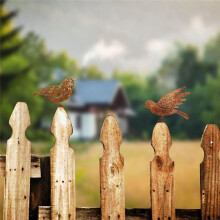 Rusty Metal Bird Silhouettes Garden Fence Decor Woodpecker Gardening Country Robin Art Metal Yard Decoration Bird Steel