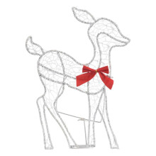 Lighted Christmas 2D Reindeers Outdoor Decorations, Pre-Lit Light  Xmas Rudolph & Santa Sleigh with Lights,Baby Deer