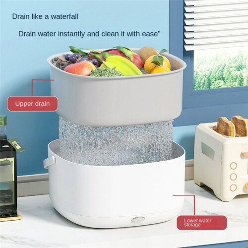 Electric Vegetable Washing Basket Kitchen Multi-Function Double-Layer Fruit and Vegetable Drainer Fruit Washing Machine 1