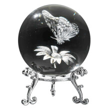 3D Laser Engraved Starry Crystal Decorative Figurine 60mm Glass Sphere Paperweight with Stand Art Decor Crafts F