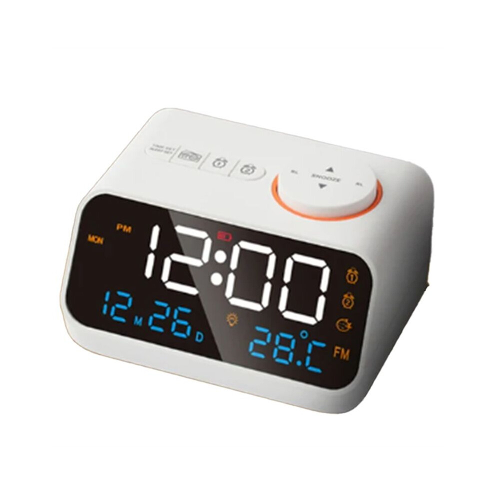 FM Radio LED Alarm Clock for Bedside Wake . Digital Table Calendar with Temperature Thermometer Humidity Hygrometer(A)